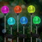 Crystal Cracked Glass LED Garden Globe Light – 6 Pack Color-Changing Solar Stake Ball Light Auto On/Off, Perfect for Landscape, Patio, Yard, Halloween Decorations