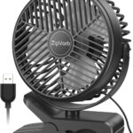 Clip-on Desk Fan, 3-Speed USB-Powered, Ultra Quiet Small Fan with Clamp for Grow Tent Bed Office Dorm Bedroom Stroller