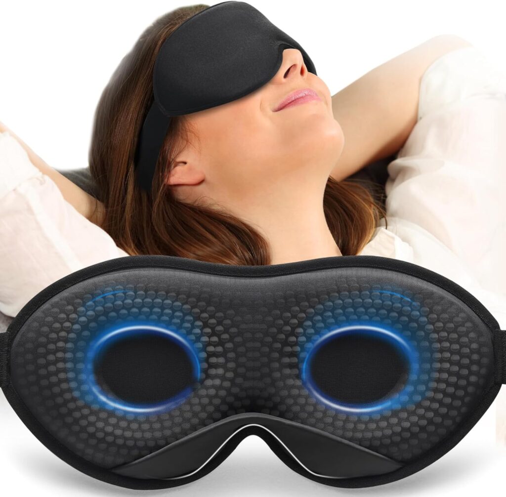 MABAO Weighted Sleep Mask – 100% Blackout Eye Mask for Sleeping for Women Men, 3D Contoured for Lash Extension, Zero Eye Pressure Memory Foam Cover, Soft Gentle Pressure Blindfold for Travel – Black