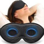 MABAO Weighted Sleep Mask – 100% Blackout Eye Mask for Sleeping for Women Men, 3D Contoured for Lash Extension, Zero Eye Pressure Memory Foam Cover, Soft Gentle Pressure Blindfold for Travel – Black