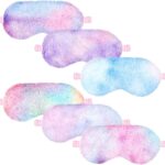 Cuffbow 6 Pcs Plush Sleep Eye Mask Silk Furry Eye Covers for Sleeping Cute Sleep Mask Fluffy Comfortable Sleeping Blindfold for Travel Sleepover Nap Party Supply Girls Women(Rainbow)