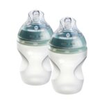 Tommee Tippee Natural Start Anti Colic 9 oz BPA Free Silicone Baby Bottles, 0+ Months, Silicone Feels Like Mother’s Skin, Slow Flow Breast-Like Nipple, Clear, Pack of 2