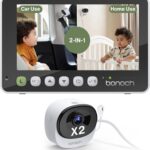 bonoch 2-in-1 Car Home Dual-Use Baby Monitor, 5″ 1080P HD Clear View Wireless Monitor, 2 USB Powered Cameras for Baby, Seamless Transition Between Car & Home, 360° Rotatable, Night Vision