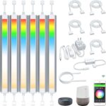 Smart Under Cabinet Lighting Strip Lights White & Color Changing Dimmable Work with Alexa Google Smart Thing Phone App, RGB Multi Colored Lamp for Kitchen Counter Light Fixture (6 Lights Bar Kit)
