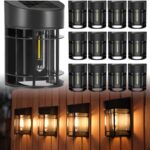 Solar Fence Lights, 12 Pack Waterproof Solar Lights Outdoor, Outdoor Solar Lights for Fence Garden Yard Step Deck Stairs