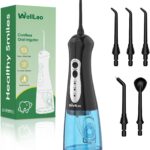 Water Flosser for Teeth, Portable Oral Irrigator Rechargeable Water Dental Flosser Pick with High Pressure 5 Jet Tips, IPX7 Travel Water Flossing for Brace Teeth Cleaner Gum Care