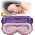 Weighted Eye Mask for Sleeping 2 Pack – 3D Contoured Sleep Masks for Women Men, Blackout Eye Mask for Travel, Meditation, Airplane, Memory Foam, Adjustable Strap Purple Pink