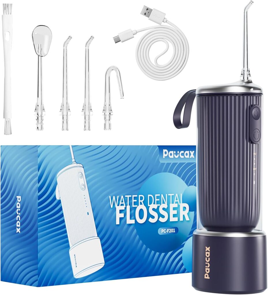 Dental Water Flosser Cordless for Teeth, 4 Modes Water Pick Flosser for Teeth Cleaning and Flossing, IPX7 Waterproof Portable Oral Irrigator with 5 Jet Tips for Adults & Sensitive Gums