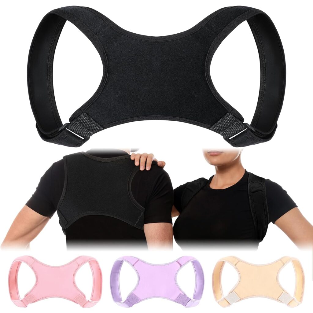 Posture Corrector for Women and Men, Adjustable Posture Back Brace Shoulder Brace, Discreet Under Clothes Design Back Support, Pain Relief for Improved Neck Support (Black)