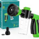 Garden Hose Nozzle, High Pressure Spray Gun Nozzle, 8 Spray Patterns for Watering Plants, Lawn, Patio, Cleaning, Showering Pet with 3.5oz/100cc Soap Dispenser Bottle