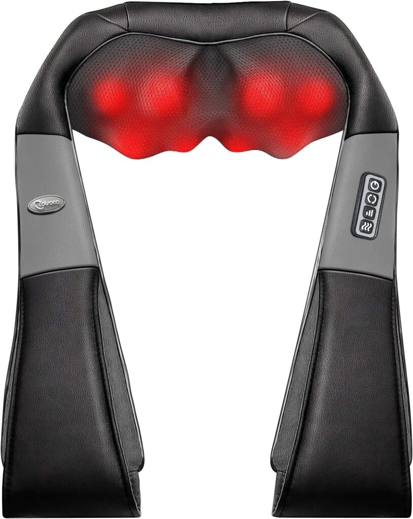 cotsoco Neck Massager, Shiatsu Neck and Back Massager with Heat for Pain Relief, Deep Tissue 3D Kneading Massage Pillow, Relaxation Gifts for Men and Women, Gifts for Dad, Elderly, Wife（Dark Gray）