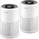2 Pack Air Purifier for Home Bedroom with H13 True HEPA Filter for Smoke, Smokers, Dust, Odors, Pollen, Pet Dander | Quiet 99.9% Removal to 0.1 Microns | White Available for California