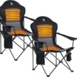 EVER ADVANCED Heated Camping Chair, Lawn Chairs Heated Chair Outdoor Sports with 3 Heat Levels, Heated Folding Chair Camping Chairs for Adults, Supports 400lbs, Battery Not Included