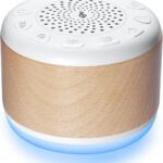 Solid Wood White Noise Sound Machine for Baby Adults Kids Sleep Sound Machine with 24 Soothing Sounds 8 Colors Night Light Timer Setting Function Portable Noise Machine for Gift (White, 3.93)