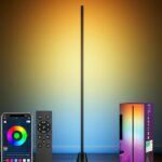 Corner Floor Lamp, Smart RGB LED Corner Lamp with App and Remote Control, 172 LED Light Beads and 16 Million Colors Changing Standing Lamps with Music Sync for Living Room, Bedroom, Gaming Room, Black