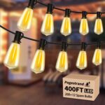 LED Outdoor String Lights 400ft Shatterproof Patio Lights with 212 Waterproof ST38 Vintage Bulbs(12 Spare), Dimmable Outside Hanging String Lights for Backyard Porch Balcony Party, Warm White