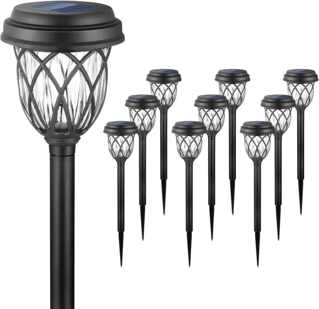 EXCMARK 10 Pack Solar Lights Outdoor Garden Pathway Solar Powered Yard Lights for Walkway Sidewalk Driveway.
