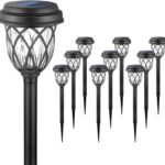 EXCMARK 10 Pack Solar Lights Outdoor Garden Pathway Solar Powered Yard Lights for Walkway Sidewalk Driveway.