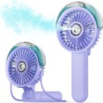 SWEETFULL Portable Misting Fan – 180° Foldable Handheld Personal Fan with Mist Spray, 3 Speeds, 30ml Water Tank, USB Rechargeable for Travel, Outdoors, Makeup, Camping, Home, and Office Use