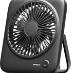 Otlonpe Personal Portable Desk Fan Battery Powered, 4000mAh Small USB Rechargeable Portable Fans Battery Operated for Travel Sleeping Bedroom Office Home Table, Cordless Quiet 4-Speed 6.5 Inch (Black)