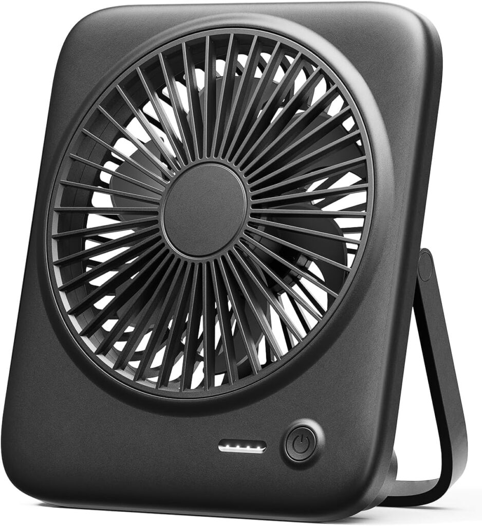 Otlonpe Personal Portable Desk Fan Battery Powered, 4000mAh Small USB Rechargeable Portable Fans Battery Operated for Travel Sleeping Bedroom Office Home Table, Cordless Quiet 4-Speed 6.5 Inch (Black)