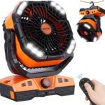 20000mAh Camping Fan Oscillating Portable Fan Battery Powered Fans Rechargeable Camping essentials with Light Hook, 270° Pivot USB Desk Battery Operated Outdoor Tent Travel