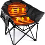 Suteck Oversized Heated Camping Chair – Fully Thicker Padded Heated Chairs for Outdoor Sports W/3 Heat Levels for Back & Seat, Heated Folding Chair for Adults with Carry Bag- Battery NOT Included