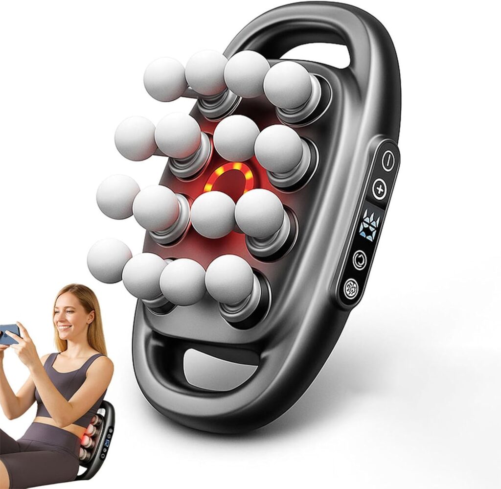 16 Head Massage Gun Deep Tissue Morgela Deep Tissue Massager Lumora TheraGlow Massager 30 Gears 3 Modes 48kg Striking Force for Back,Shoulders,Legs,Foot (Grey 16 Heads)