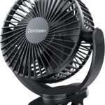 Dorobeen Portable Clip on Fan, Battery Powered, 3 Speed Quiet Rechargeable Mini Desk Fans, 360° Rotate for Home Office Stroller Camping Golf Cart (BLDC Motor)