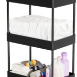 Baby Diaper Caddy – Plastic Diaper Organizer for Nursery Essentials, Movable Cart for Changing Table & Crib, Easy to Assemble, Black