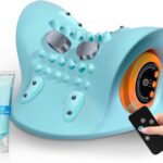 Hugterra Neck Massager 2025, Neck Stretcher Cervical Traction with Heat, 3 Modes, Portable Massage Neck Hump Corrector for Pain Relief and Muscle Relax, 26° Angle Cervical Traction Device