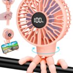 ECLIP Portable Stroller Fan, LED Display, 4 Speeds, Flexible Tripod Clip On Fan Blow Cold Air, 30dB Quiet Handheld Desk Cooling Baby Fan for Car Seat Crib Bike Treadmill (3 Inches Black)