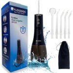 Cordless Water Flosser for Teeth & Gums – 400ml Large Tank, 8 Pressure Settings + DIY Memory, 6 Jet Tips with Tongue Scraper, IPX8 Waterproof Oral Irrigator, Travel Case, Irrigador Dental