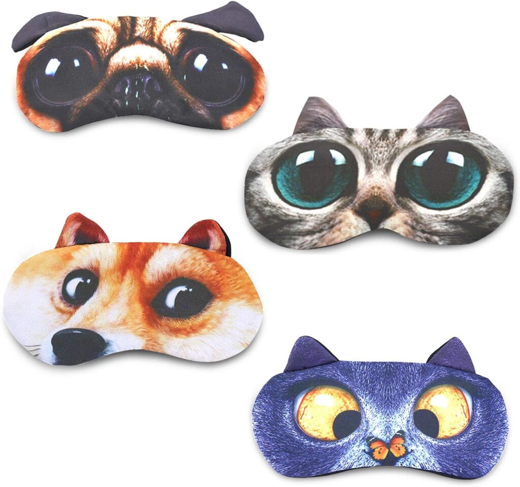 Tphon Sleep Mask for Adult Kids Boys Girls Funny Blindfolds Soft Cute Animal Sleeping Masks with Adjustable Strap for Travel Naps Shift Works Games