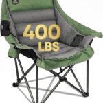Oversized XL Folding Camping Chair,Heavy Duty Support 400Lbs,Large Comfy Padded Camp Chair for Adults,Lawn Arm Chair w/Cup Holder,Phone Holder,Carry Bag Perfect for Outdoor (Green)