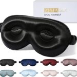 ZIMASILK Adjustable 22 Momme 100% Pure Mulberry Silk Sleep Mask, 3D Contoured Cup Eye Mask for Sleeping, Super Soft Breathable Blindfold, Perfect Blocks Light for Sleeping (Black)