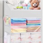Hanging Diaper Caddy Organizer Crib Organizer–Spacious Baby Girl/Boy Nursery Organizer for Changing Table, Playpen/Wall- Hold 90+ Diaper (White)
