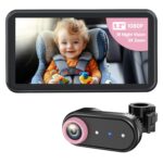 LUKVIEW BM2A Car Camera Baby Monitor, 5.2″ 1080P HD Screen with 3X Zoom & IR Night Vision, Baby Car Camera for Rear Facing Seats, Easy Install for Girls, Parents and Pet Lovers