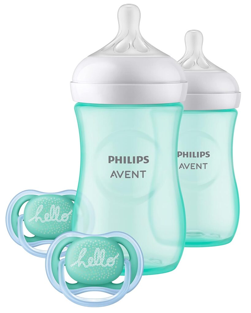 Philips AVENT Natural Baby Bottle with Natural Response Nipple, Teal Baby Gift Set, SCD837/02