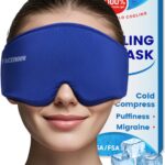 Cooling Gel Eye Mask Sleep: Cold Compress for Puffy Eyes & Migraine Relief,FSA – HSA Eligible – Reusable Gel Sleeping Mask for Dark Circles & After Surgery, Flexible Ice Pack for Eyes, Face(Blue)