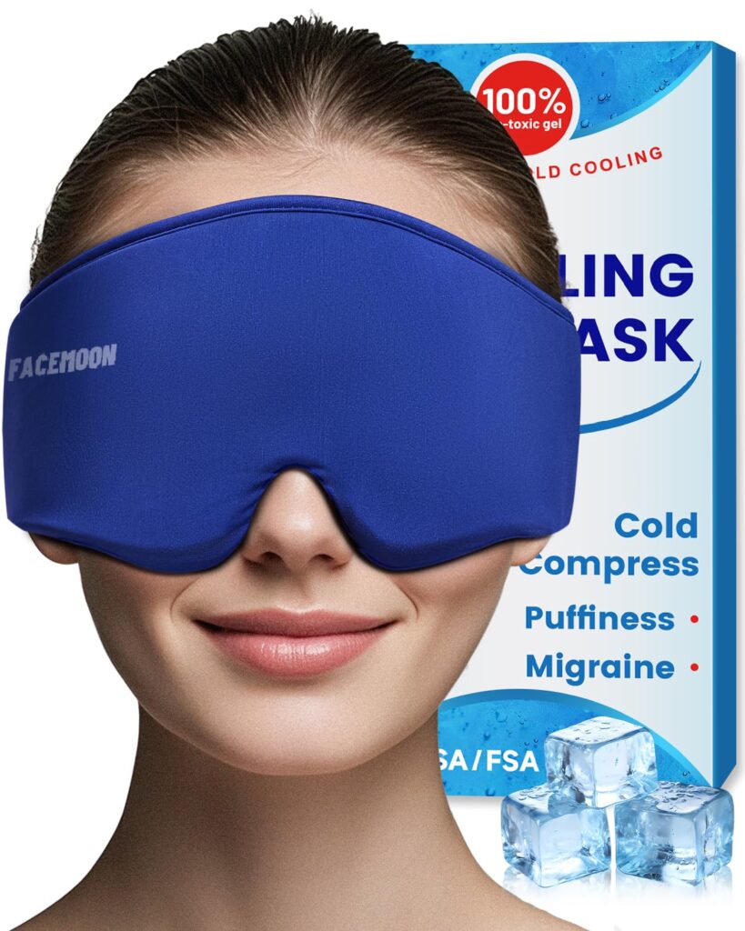 Cooling Gel Eye Mask Sleep: Cold Compress for Puffy Eyes & Migraine Relief,FSA – HSA Eligible – Reusable Gel Sleeping Mask for Dark Circles & After Surgery, Flexible Ice Pack for Eyes, Face(Blue)