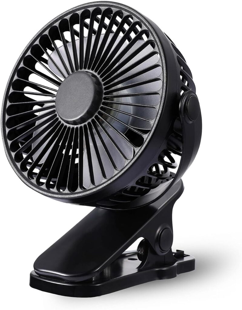 Portable Clip on Fan, Rechargeable USB Desk Fans, Stroller Fan With TYPE-C Port 360° Rotatable Personal Small Mini Table Fan for Home Office Car Seat Crib Camping