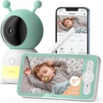 BOIFUN 2K WiFi Baby Monitor with Camera and Audio,Smartphone APP, Colorful Night Light, Smart AI Motion & Sound & Humidity & Temperature Detection, Auto Tracking,5-Inch Monitor Control, Night Vision