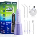 SEAGO Water Dental Flosser Cordless for Teeth, 5 Modes and 7 Nozzles, Dental Water Flosser 300mL, DIY Mode Memory Function, IPX7 Waterproof Dental Flosser, SG8019 Purple
