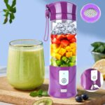 Portable Personal Blender,13oz Cordless Juicer Cup,Serrated 6 Blade,with Filter,USB Rechargeable and Self Cleaning,Ideal for Smoothies,Ice Blending,Juicing,Mini Blender for Travel Sports Outgoing