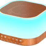 SleeZOO Sound Machine White Noise Machine with 25 Soothing Sounds 12 Colors Light with 10 Adjustable Levels 32 Adjustable Volumes 5 Timers Portable Sleep Machine for Adults Kids Baby (Wood)