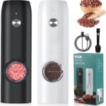 Electric Salt and Pepper Grinder Set (2 Pack), USB Rechargeable One Hand Operation, Adjustable Coarseness Mill Grinders Shakers LED Light, Automatic Pepper Grinder for Kitchen Gadgets Gifts