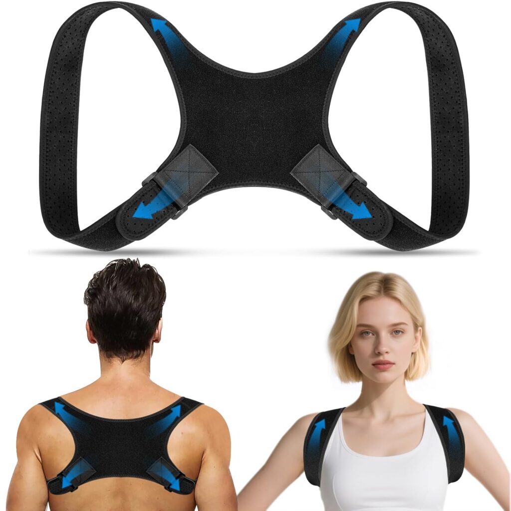 Back Brace Posture Corrector for Men Women – Bionic System Newly Adjustable Upper Back Support Shoulder Posture Brace, Back Straightener Neck Pain Relief 004-P