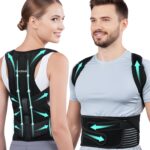 Posture Corrector for Women and Men, Full Back Brace Support with Adjustable Shoulder Straps, Shoulder and Back Straightener Posture Correction, Upper and Lower Back Pain Relief (Black, Large)