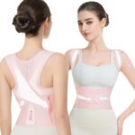 babaka Posture Corrector for Women, Invisible Lightweight Adjustable Back Brace for Upper and Lower Back Pain Relief, Hunchback, Hump, Scoliosis, Thoracic, Spine Corrector Under Clothes (Pink, Small, Waist: 25”-30”)